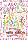 alphabet, numbers, and items for children's holid