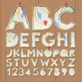 Alphabet and numbers, paper craft design, cut out