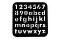 Alphabet and numbers stencil shapes Royalty Free Stock Photo