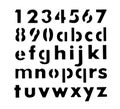 Alphabet and numbers stencil shapes Royalty Free Stock Photo