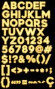 Alphabet, numerals and special characters from yellow balloons Royalty Free Stock Photo