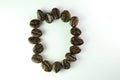 Alphabet O form Coffee beans in white background Royalty Free Stock Photo