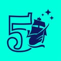 Numeric 5 Old Sail Boad Logo