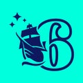 Numeric 6 Old Sail Boad Logo