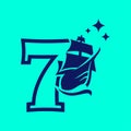 Numeric 7 Old Sail Boad Logo