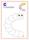 Alphabet Picture Letter `C` Colouring Page. Bee Craft.