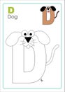 Alphabet Picture Letter `D` Colouring Page. Dog Craft.