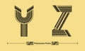 Alphabet Polynesian style in a set YZ