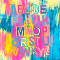 Alphabet poster, dry brush ink artistic modern calligraphy print