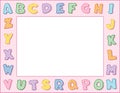 Alphabet Poster Frame, Pastel Polka Dot Letters, Pink Gingham Border