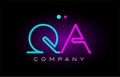 neon lights alphabet qa q a letter logo icon combination design Royalty Free Stock Photo