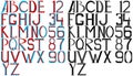 Alphabet red blue. Arabic numerals. Royalty Free Stock Photo
