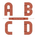 Alphabet Running Track style in a set ABCD