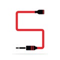 Alphabet S letter logo formed by jack cable or wire. Vector design template elements for your audio, sound or music application or