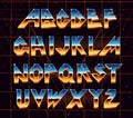 Alphabet 80 s retro font.