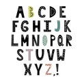 Alphabet in scandinavian style. Hand drawn letters, stylish abc Royalty Free Stock Photo