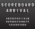 Alphabet on scoreboard. Set of white letters of mechanical timetable