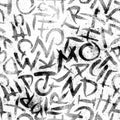 Alphabet seamless pattern.  Black and white Royalty Free Stock Photo