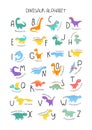 Alphabet set of cute Jurassic dinosaurs