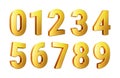 Alphabet. Set of golden 3d numbers isolated on a white background with clipping path. 3d illustration