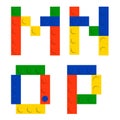 Alphabet set made of toy construction brick blocks