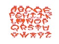 Alphabet with smile. Orange smiling letters illustration modern