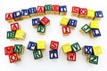 Alphabet soup block letters white background Royalty Free Stock Photo