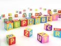 Alphabet spelled by abc cubes Royalty Free Stock Photo