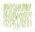 Alphabet straight green lines font