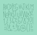 Alphabet straight lines font turquoise