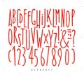 Alphabet straight red lines font