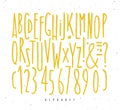 Alphabet straight yellow lines font