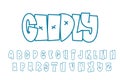 Alphabet Streetwear style Line Blue Graffiti Cartoon vector