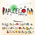 The alphabet in style Spanish artist of Joan Miro