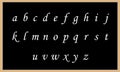 Alphabets a to z small letters italic style with black board