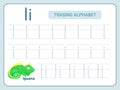 Alphabet tracing practice Letter I. Tracing practice worksheet. Learning alphabet activity page