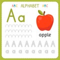 Alphabet tracing worksheet for preschool and kindergarten. Writing practice letter A. Exercises for kids