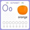 Alphabet tracing worksheet for preschool and kindergarten. Writing practice letter O. Exercises for kids