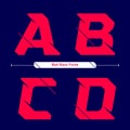 Alphabet Typography Font Red race speed modern style in a set ABCD