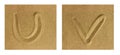 Alphabet U-V on sand Royalty Free Stock Photo