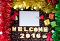 Alphabet welcome 2016 made from bread cookies Royalty Free Stock Photo