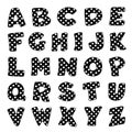 Alphabet, White polka dots on black