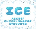 Alphabet winter design. Typeface clip art, ice style. English letters. Font typography. Hand drawn. EPS 10