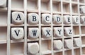Alphabet words made with building wooden blocks Royalty Free Stock Photo