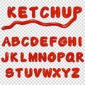 Alphabet written by ketchup sauce Royalty Free Stock Photo