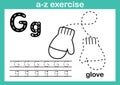 Alphabet a-z exercise with cartoon vocabulary for coloring book Royalty Free Stock Photo