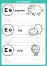 Alphabet a-z exercise with cartoon vocabulary for coloring book Royalty Free Stock Photo