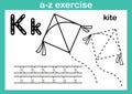 Alphabet a-z exercise with cartoon vocabulary for coloring book Royalty Free Stock Photo