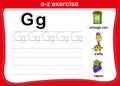 Alphabet a-z exercise with cartoon vocabulary Royalty Free Stock Photo