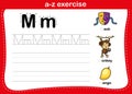 Alphabet a-z exercise with cartoon vocabulary